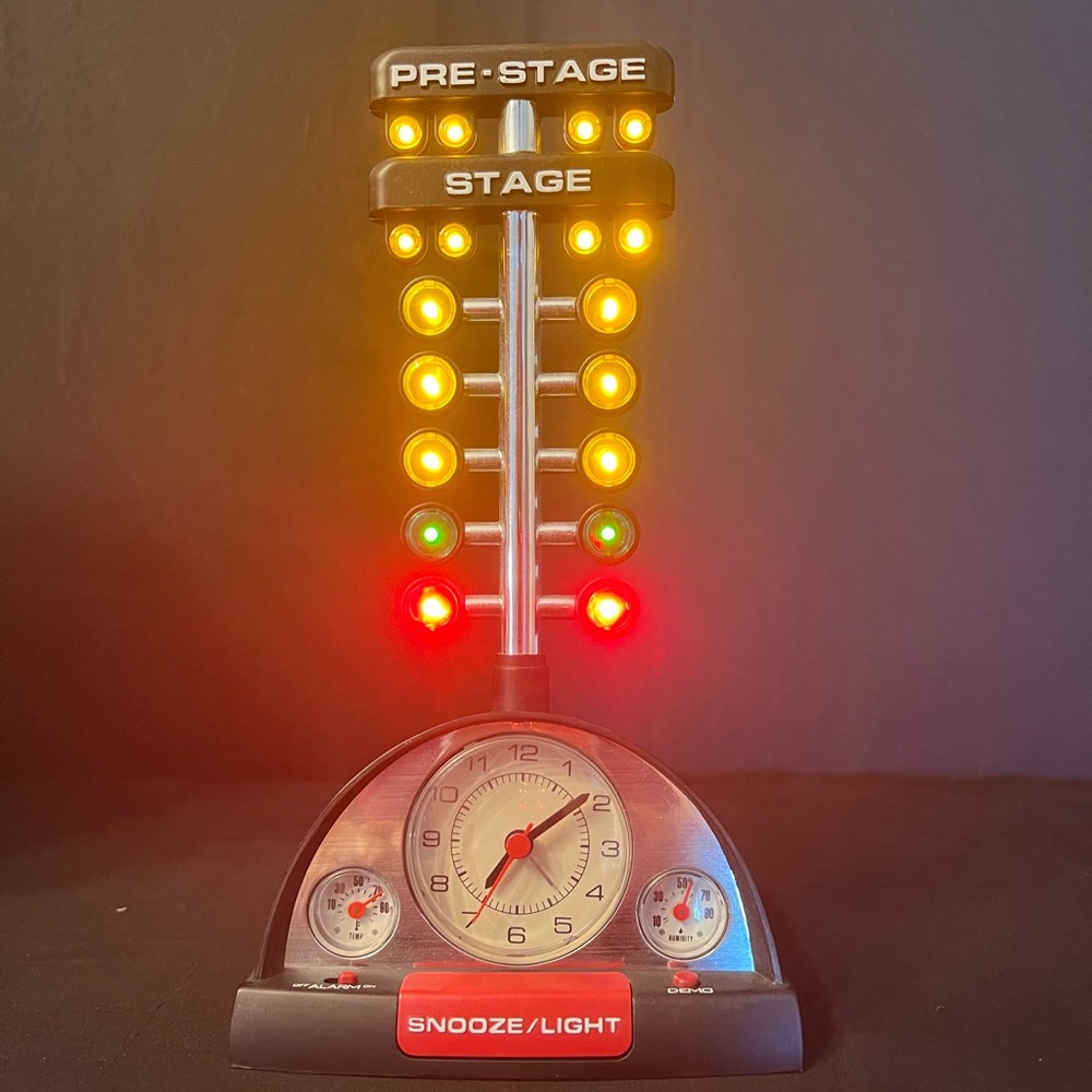 Drag Racing Christmas Tree Alarm Clock w/ sound, thermometer and alarm clock